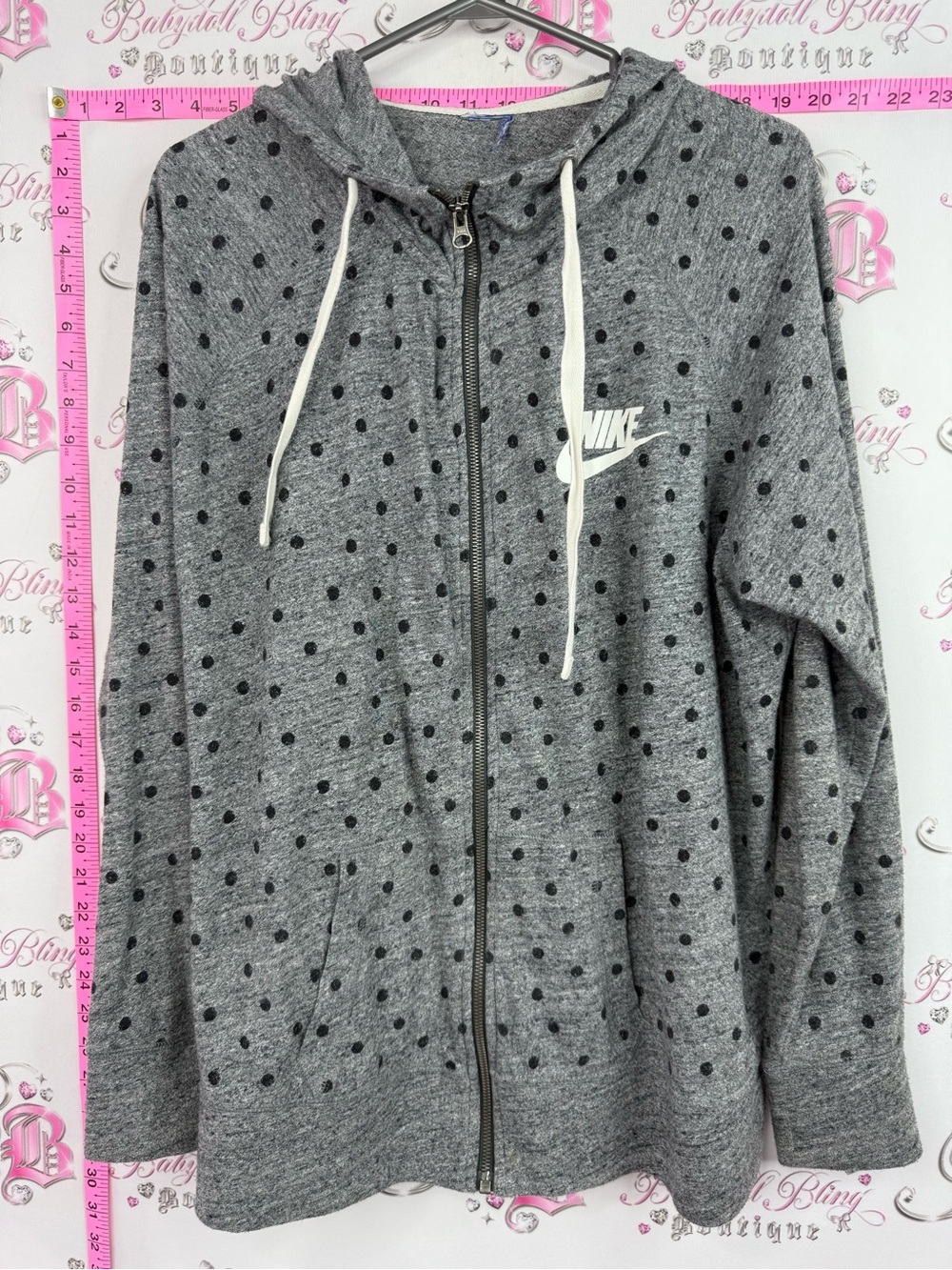 Nike sweater hoodie black Grey Polka Dot Zip Hoodie